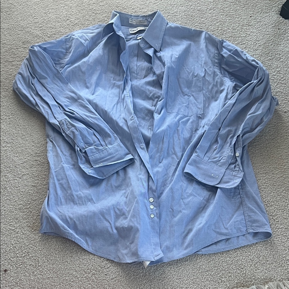 Cricketeer Men's Blue Button-Up Shirt 100% cotton pinpoint Oxford